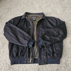 Faconnable Albert Goldberg Wool Bomber Jacket XL Navy Full Zip Button Front